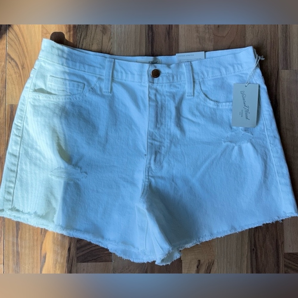 Universal Thread White Denim Jean Shorts with Raw Hem
